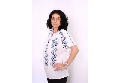 Ie damă cu mânecă scurtă model flori albastre Ie damă cu mânecă scurtă model flori albastre